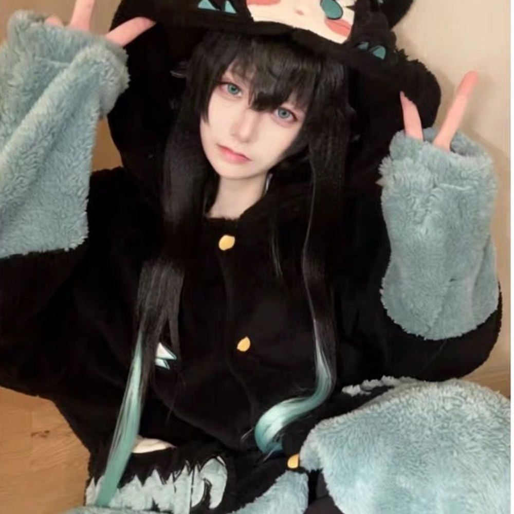 Fleece Hoodie Lined - 2Pcs Demon Slayer Tokitou Muichirou Pajamas