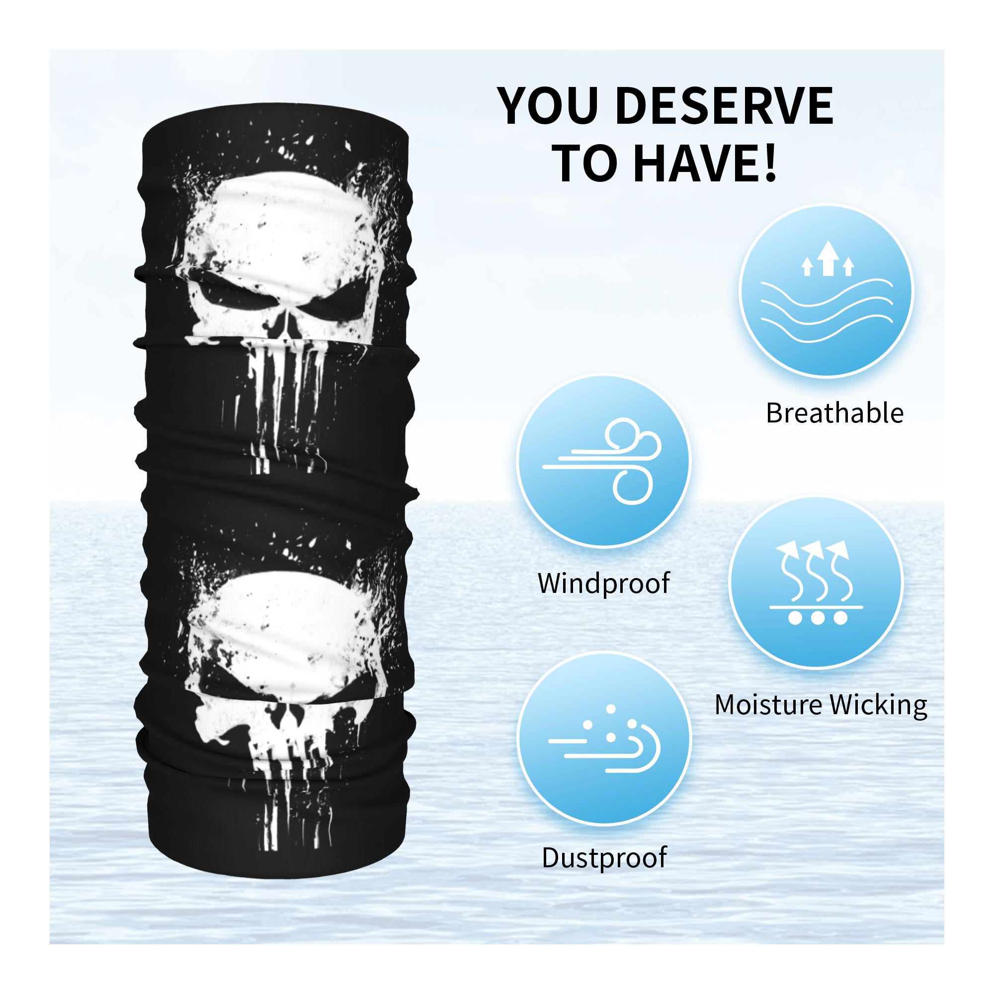 Custom Skeleton Skull Bandana  - огляд і ціна Neck Gaiter Fleece