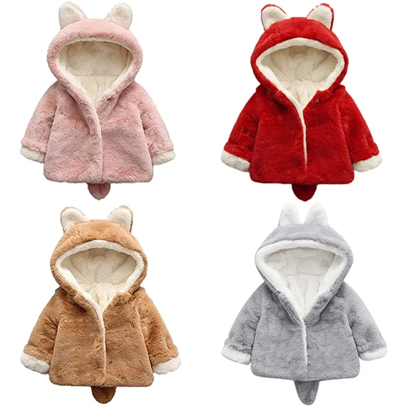 Cute Cat Ears Plush Baby Jacke - огляд і ціна Winter Clothing Baby