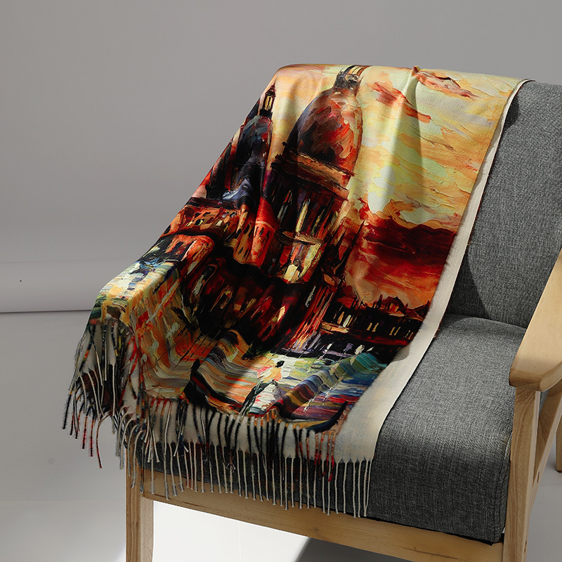 Luxury Brand Oil Painting Cash - огляд і ціна Cashmere Scarf Wrap